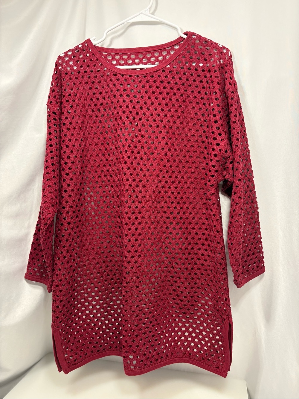 Unbranded Open Knit Burgundy Sweater Tunic